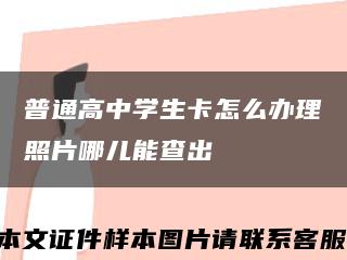 普通高中学生卡怎么办理照片哪儿能查出缩略图