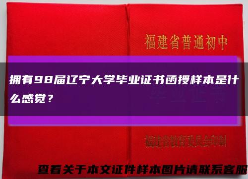 拥有98届辽宁大学毕业证书函授样本是什么感觉？缩略图