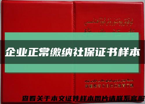 企业正常缴纳社保证书样本缩略图