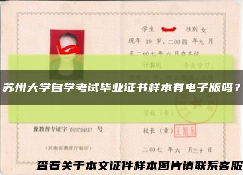 苏州大学自学考试毕业证书样本有电子版吗？缩略图