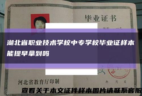 湖北省职业技术学校中专学校毕业证样本能提早拿到吗缩略图