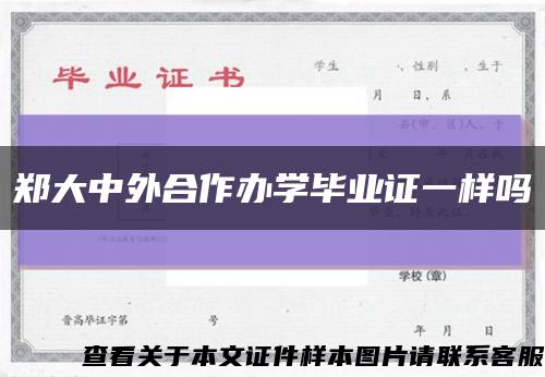 郑大中外合作办学毕业证一样吗缩略图