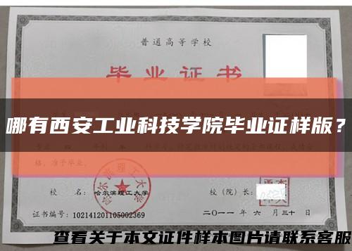 哪有西安工业科技学院毕业证样版？缩略图