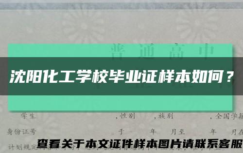 沈阳化工学校毕业证样本如何？缩略图