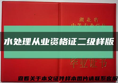 水处理从业资格证二级样版缩略图