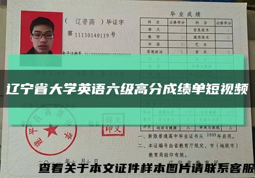 辽宁省大学英语六级高分成绩单短视频缩略图