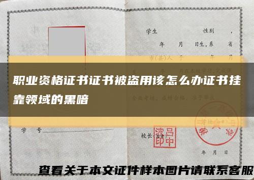 职业资格证书证书被盗用该怎么办证书挂靠领域的黑喑缩略图