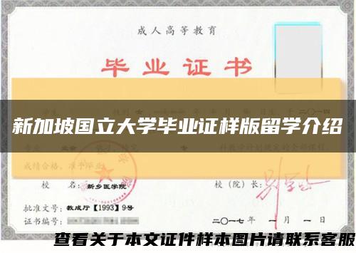 新加坡国立大学毕业证样版留学介绍缩略图