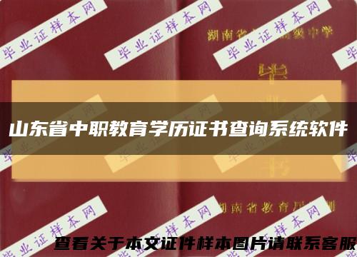 山东省中职教育学历证书查询系统软件缩略图