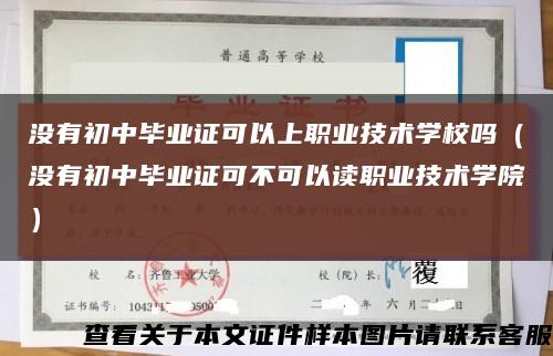 没有初中毕业证可以上职业技术学校吗（没有初中毕业证可不可以读职业技术学院）缩略图