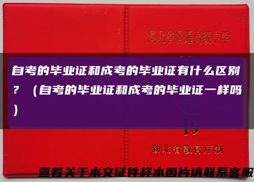 自考的毕业证和成考的毕业证有什么区别？（自考的毕业证和成考的毕业证一样吗）缩略图