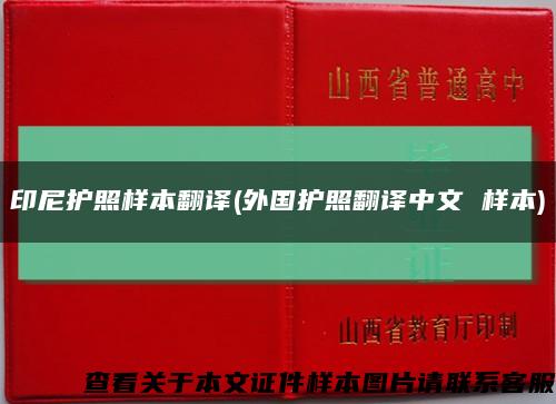 印尼护照样本翻译(外国护照翻译中文 样本)缩略图