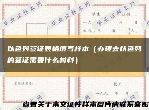 以色列签证表格填写样本（办理去以色列的签证需要什么材料）缩略图