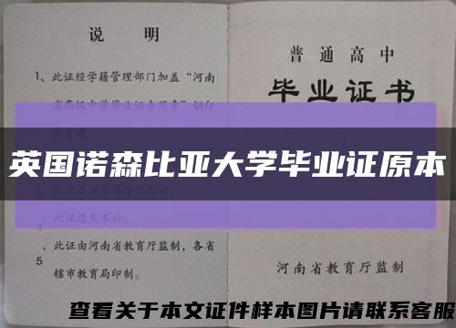 英国诺森比亚大学毕业证原本缩略图