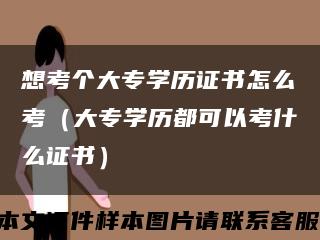 想考个大专学历证书怎么考（大专学历都可以考什么证书）缩略图