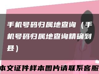 手机号码归属地查询（手机号码归属地查询精确到县）缩略图