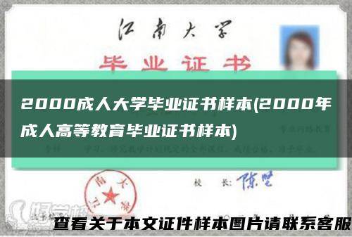 2000成人大学毕业证书样本(2000年成人高等教育毕业证书样本)缩略图