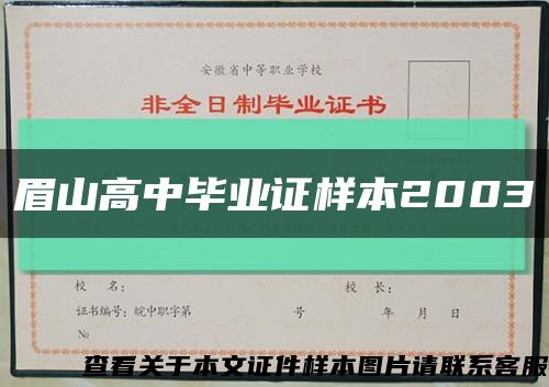 眉山高中毕业证样本2003缩略图