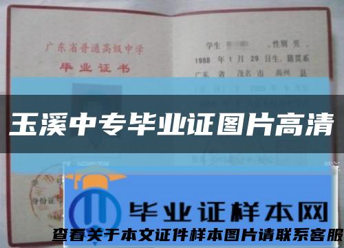 玉溪中专毕业证图片高清缩略图