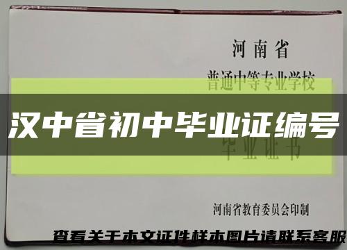 汉中省初中毕业证编号缩略图