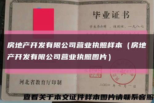 房地产开发有限公司营业执照样本（房地产开发有限公司营业执照图片）缩略图