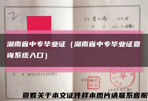 湖南省中专毕业证（湖南省中专毕业证查询系统入口）缩略图