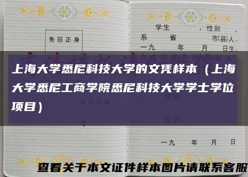 上海大学悉尼科技大学的文凭样本（上海大学悉尼工商学院悉尼科技大学学士学位项目）缩略图