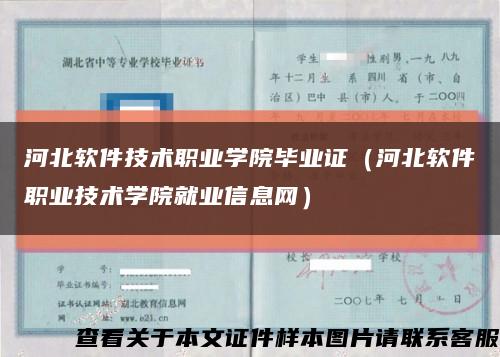 河北软件技术职业学院毕业证（河北软件职业技术学院就业信息网）缩略图