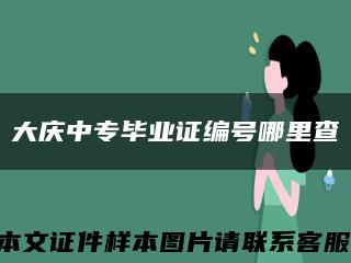 大庆中专毕业证编号哪里查缩略图