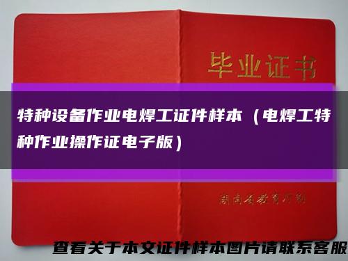 特种设备作业电焊工证件样本（电焊工特种作业操作证电子版）缩略图