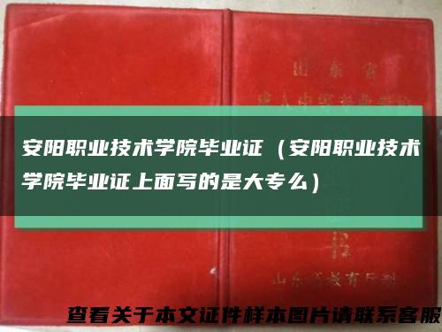 安阳职业技术学院毕业证（安阳职业技术学院毕业证上面写的是大专么）缩略图