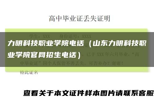 力明科技职业学院电话（山东力明科技职业学院官网招生电话）缩略图