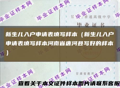 新生儿入户申请表填写样本（新生儿入户申请表填写样本河南省唐河县写好的样本）缩略图