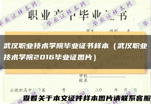 武汉职业技术学院毕业证书样本（武汉职业技术学院2016毕业证图片）缩略图