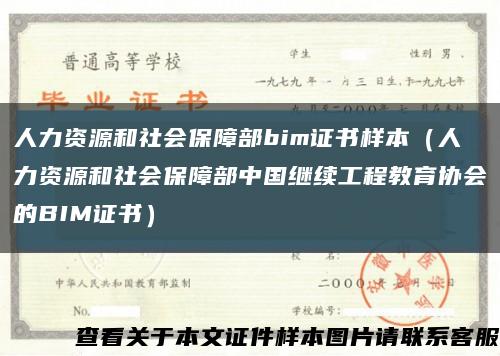 人力资源和社会保障部bim证书样本（人力资源和社会保障部中国继续工程教育协会的BIM证书）缩略图