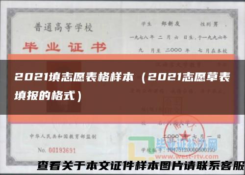 2021填志愿表格样本（2021志愿草表填报的格式）缩略图