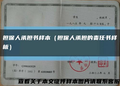 担保人承担书样本（担保人承担的责任书样板）缩略图