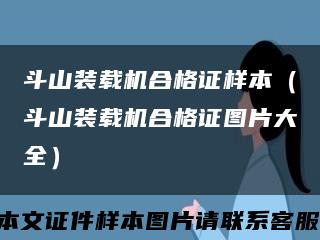 斗山装载机合格证样本（斗山装载机合格证图片大全）缩略图