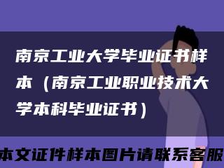 南京工业大学毕业证书样本（南京工业职业技术大学本科毕业证书）缩略图