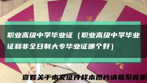 职业高级中学毕业证（职业高级中学毕业证和非全日制大专毕业证哪个好）缩略图