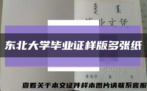 东北大学毕业证样版多张纸缩略图