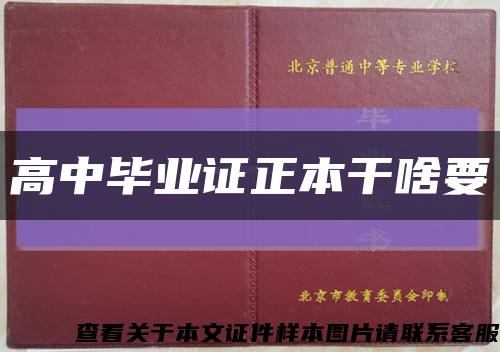 高中毕业证正本干啥要缩略图