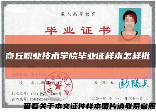 商丘职业技术学院毕业证样本怎样批缩略图