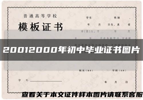 20012000年初中毕业证书图片缩略图