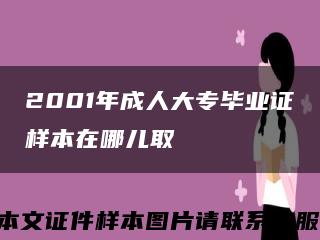 2001年成人大专毕业证样本在哪儿取缩略图