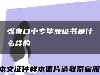 张家口中专毕业证书是什么样的缩略图