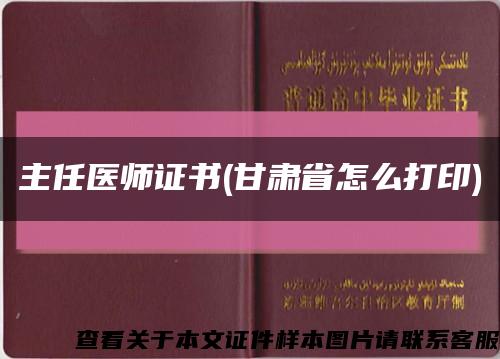 主任医师证书(甘肃省怎么打印)缩略图