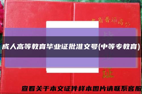 成人高等教育毕业证批准文号(中等专教育)缩略图