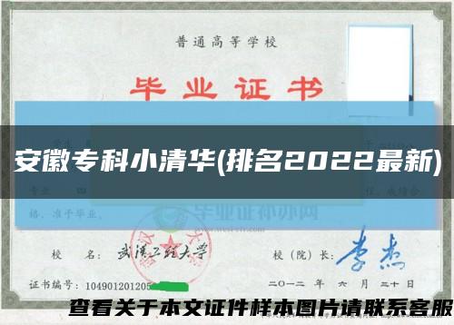 安徽专科小清华(排名2022最新)缩略图