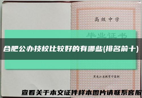 合肥公办技校比较好的有哪些(排名前十)缩略图